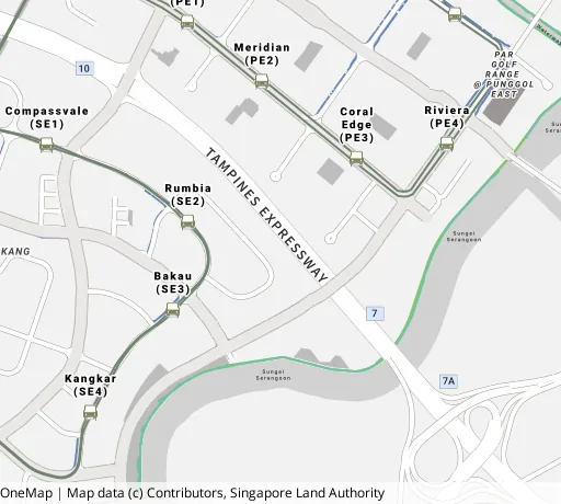 Map of the area around Blk 180A Rivervale Cres in Sengkang, showing 400 m and 1 km rings and 4 primary schools within 1 km