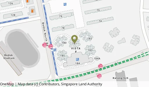 Location map of Blk 181 Bedok Nth Rd, a HDB resale block in Bedok, Singapore