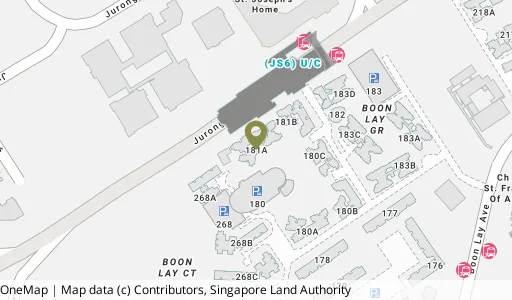 Location map of Blk 181A Boon Lay Dr, a HDB resale block in Jurong West, Singapore