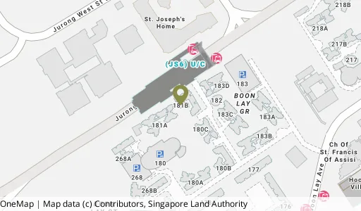 Location map of Blk 181B Boon Lay Dr, a HDB resale block in Jurong West, Singapore