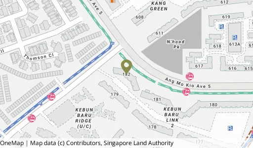Location map of Blk 182 Ang Mo Kio Ave 5, a HDB resale block in Ang Mo Kio, Singapore