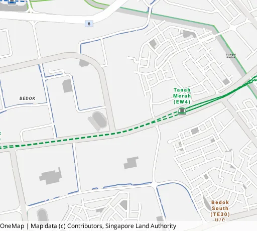 Map of the area around Blk 182 Bedok Nth Rd in Bedok, showing 400 m and 1 km rings and 2 primary schools within 1 km