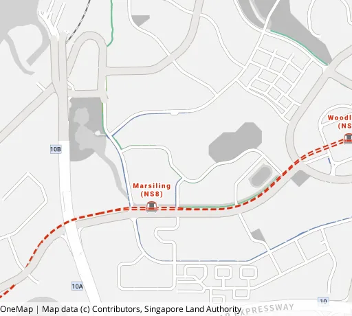 Map of the area around Blk 182A Woodlands St 13 in Woodlands, showing 400 m and 1 km rings and 2 primary schools within 1 km