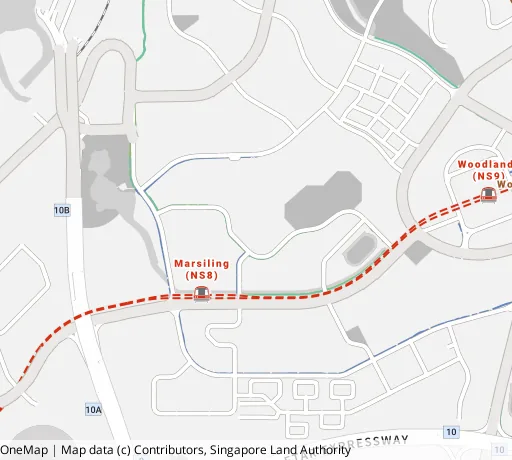 Map of the area around Blk 182B Woodlands St 13 in Woodlands, showing 400 m and 1 km rings and 2 primary schools within 1 km