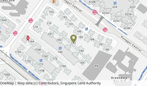 Location map of Blk 183 Edgefield Plains, a HDB resale block in Punggol, Singapore
