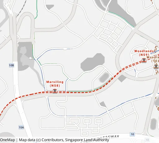 Map of the area around Blk 183A Woodlands St 13 in Woodlands, showing 400 m and 1 km rings and 2 primary schools within 1 km