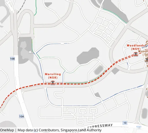 Map of the area around Blk 183B Woodlands St 13 in Woodlands, showing 400 m and 1 km rings and 2 primary schools within 1 km