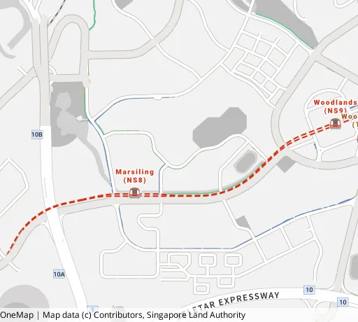 Map of the area around Blk 183C Woodlands St 13 in Woodlands, showing 400 m and 1 km rings and 2 primary schools within 1 km