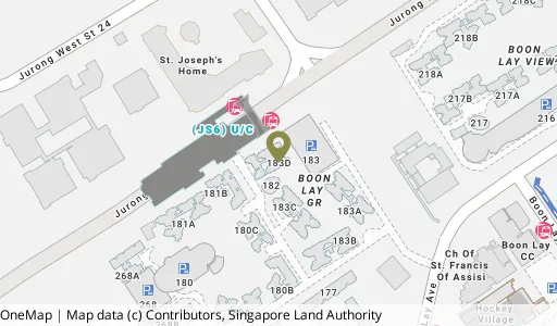 Location map of Blk 183D Boon Lay Ave, a HDB resale block in Jurong West, Singapore