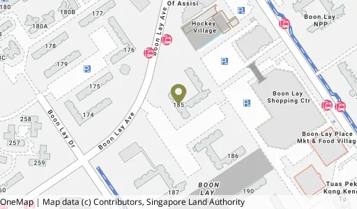Location map of Blk 185 Boon Lay Ave, a HDB resale block in Jurong West, Singapore