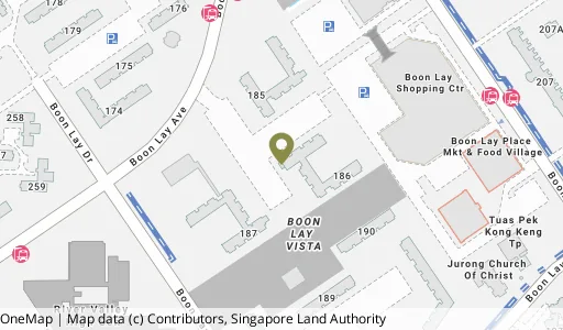Location map of Blk 186 Boon Lay Ave, a HDB resale block in Jurong West, Singapore