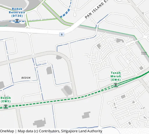 Map of the area around Blk 186A Bedok Nth St 4 in Bedok, showing 400 m and 1 km rings and 4 primary schools within 1 km