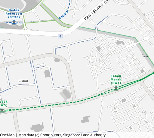 Map of the area around Blk 186B Bedok Nth St 4 in Bedok, showing 400 m and 1 km rings and 3 primary schools within 1 km