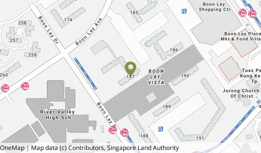 Location map of Blk 187 Boon Lay Ave, a HDB resale block in Jurong West, Singapore
