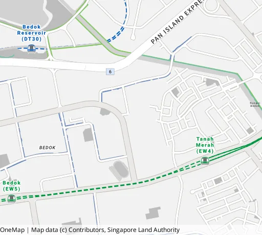 Map of the area around Blk 187A Bedok Nth St 4 in Bedok, showing 400 m and 1 km rings and 5 primary schools within 1 km