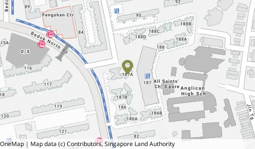 Location map of Blk 187A Bedok Nth St 4, a HDB resale block in Bedok, Singapore