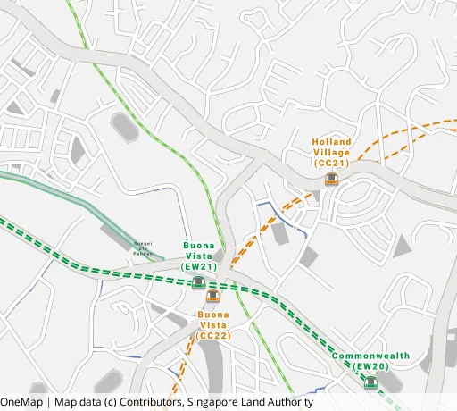 Map of the area around Blk 18B Holland Dr in Queenstown, showing 400 m and 1 km rings and 3 hawker centres within 1 km