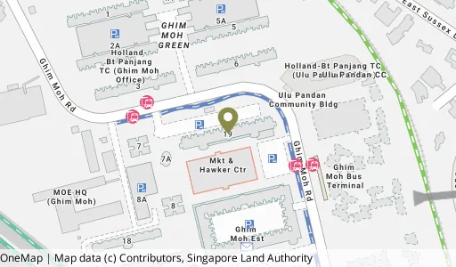Location map of Blk 19 Ghim Moh Rd, a HDB resale block in Queenstown, Singapore