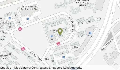 Location map of Blk 19 Jln Tenteram, a HDB resale block in Kallang/Whampoa, Singapore