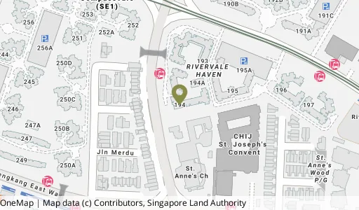 Location map of Blk 194 Rivervale Dr, a HDB resale block in Sengkang, Singapore