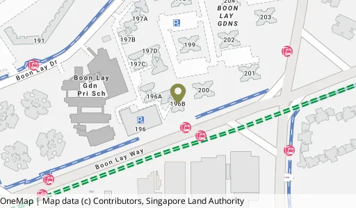 Location map of Blk 196B Boon Lay Dr, a HDB resale block in Jurong West, Singapore