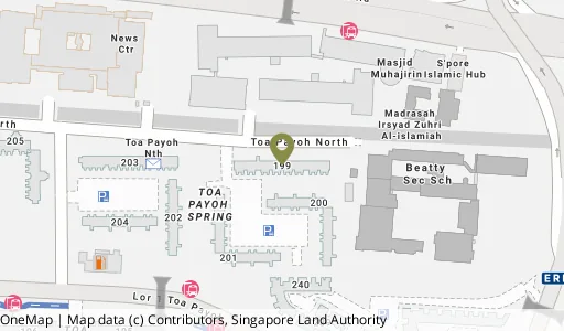 Location map of Blk 199 Toa Payoh Nth, a HDB resale block in Toa Payoh, Singapore