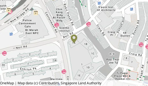Location map of Blk 1A Cantonment Rd, a HDB resale block in Central Area, Singapore