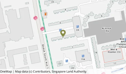 Location map of Blk 2 Bedok Sth Ave 1, a HDB resale block in Bedok, Singapore