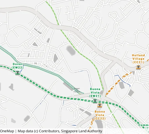Map of the area around Blk 2 Ghim Moh Rd in Queenstown, showing 400 m and 1 km rings and 1 primary school within 1 km