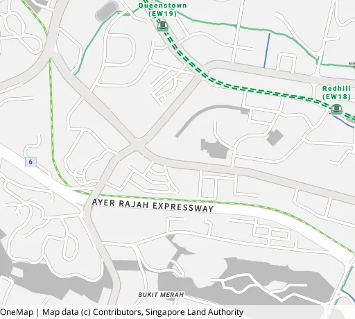 Map of the area around Blk 2 Jln Bt Merah in Bukit Merah, showing 400 m and 1 km rings and 2 primary schools within 1 km