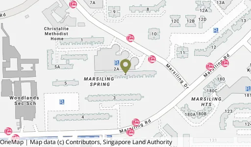 Location map of Blk 2 Marsiling Dr, a HDB resale block in Woodlands, Singapore