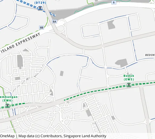 Map of the area around Blk 20 Chai Chee Rd in Bedok, showing 400 m and 1 km rings and 1 primary school within 1 km
