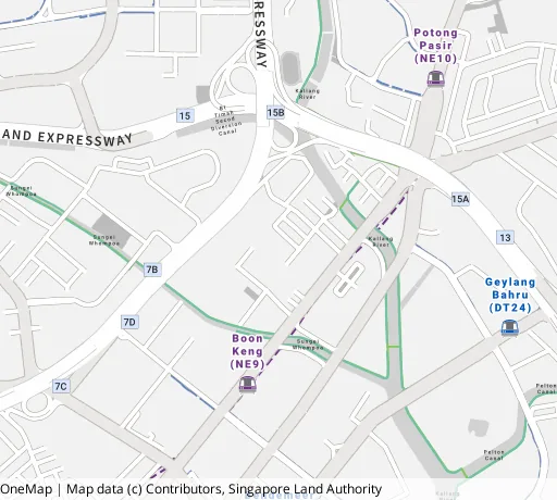 Map of the area around Blk 20 St. George's Rd in Kallang/Whampoa, showing 400 m and 1 km rings and 3 primary schools within 1 km