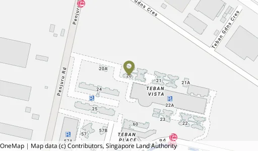 Location map of Blk 20 Teban Gdns Rd, a HDB resale block in Jurong East, Singapore