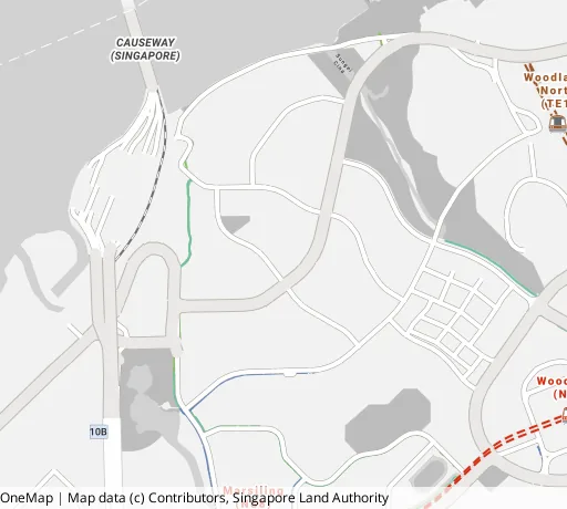 Map of the area around Blk 202 Marsiling Dr in Woodlands, showing 400 m and 1 km rings and 1 hawker centre within 1 km