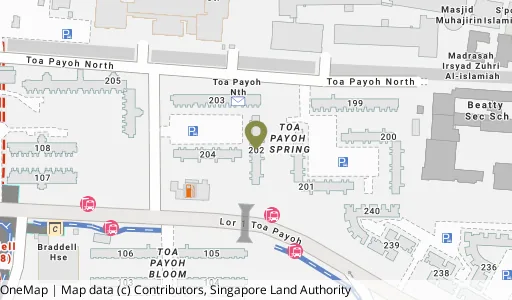 Location map of Blk 202 Toa Payoh Nth, a HDB resale block in Toa Payoh, Singapore