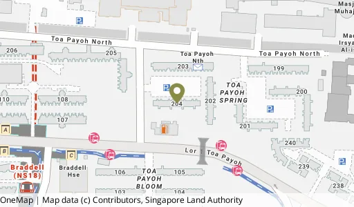 Location map of Blk 204 Toa Payoh Nth, a HDB resale block in Toa Payoh, Singapore