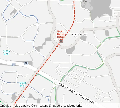 Map of the area around Blk 206 Bt Batok St 21 in Bukit Batok, showing 400 m and 1 km rings and 4 primary schools within 1 km