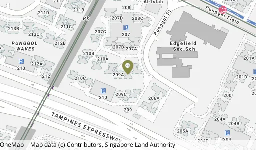 Location map of Blk 209B Punggol Pl, a HDB resale block in Punggol, Singapore