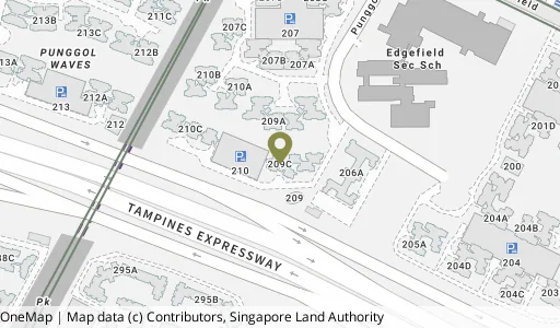 Location map of Blk 209C Punggol Pl, a HDB resale block in Punggol, Singapore