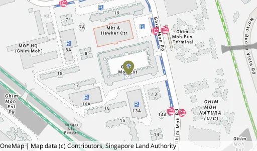 Location map of Blk 21 Ghim Moh Rd, a HDB resale block in Queenstown, Singapore