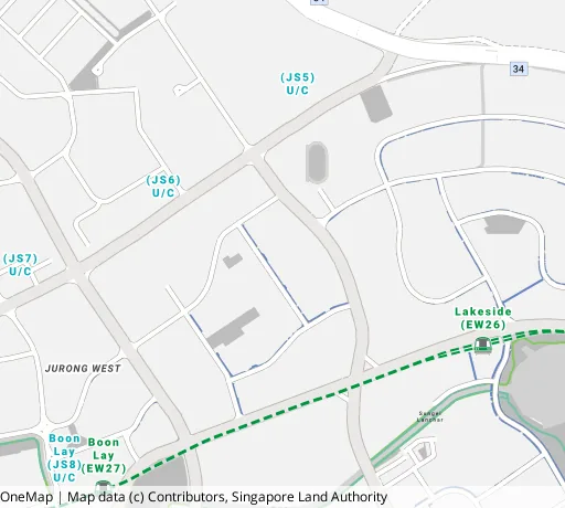 Map of the area around Blk 210 Boon Lay Pl in Jurong West, showing 400 m and 1 km rings and 4 primary schools within 1 km