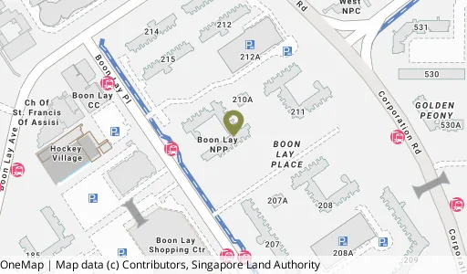 Location map of Blk 210 Boon Lay Pl, a HDB resale block in Jurong West, Singapore