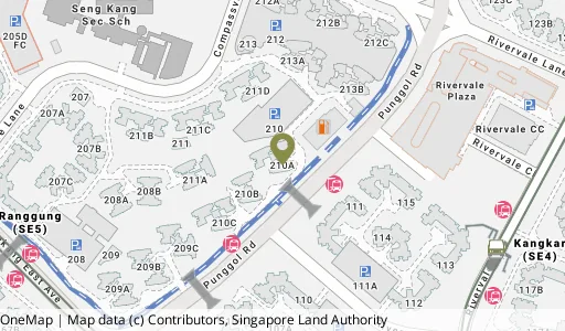 Location map of Blk 210A Compassvale Lane, a HDB resale block in Sengkang, Singapore