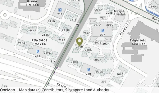 Location map of Blk 210B Punggol Pl, a HDB resale block in Punggol, Singapore