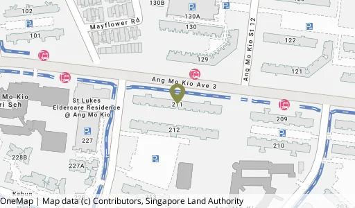Location map of Blk 211 Ang Mo Kio Ave 3, a HDB resale block in Ang Mo Kio, Singapore