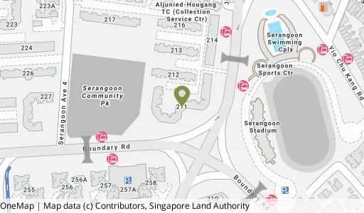 Location map of Blk 211 Serangoon Ave 4, a HDB resale block in Serangoon, Singapore