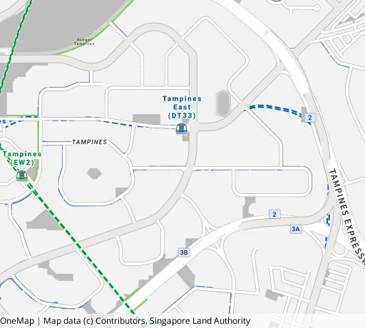 Map of the area around Blk 211 Tampines St 23 in Tampines, showing 400 m and 1 km rings and 5 primary schools within 1 km