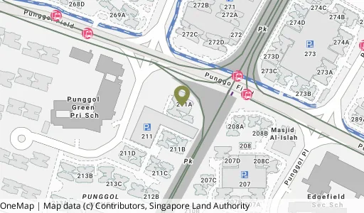 Location map of Blk 211A Punggol Walk, a HDB resale block in Punggol, Singapore