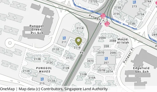 Location map of Blk 211B Punggol Walk, a HDB resale block in Punggol, Singapore
